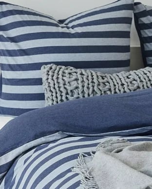 Traumschlaf Jersey Melange Wendebettwäsche Stripe blau